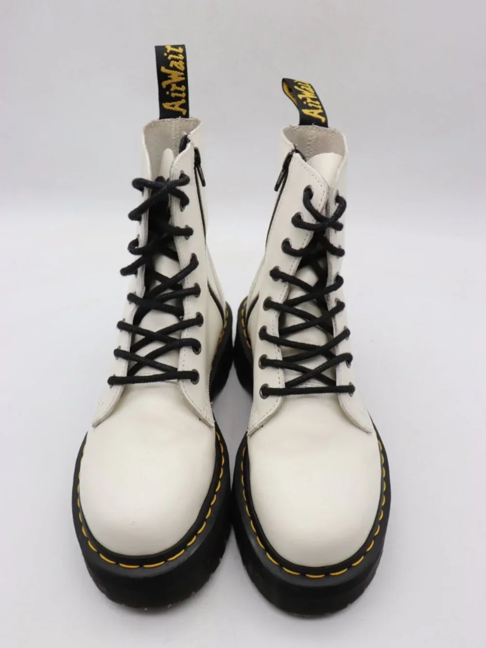 Doc Dr Martens Jadon Women's Size 8 Lace Up Side Zip Platform Boots White
